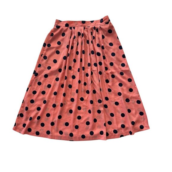 Vintage Russ Petites, Peach & Navy Blue,Polka Dot Skirt, Size 12, feel like aM/L - Picture 1 of 8